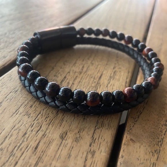 Misa & Co. Stainless Steel, Lava Beads and Leather Bracelet - Picture 3 of 4